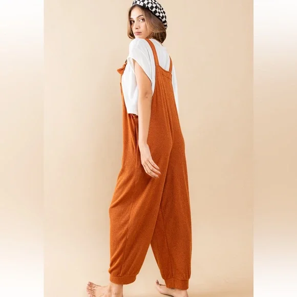 Solid Adjustable Strap Sweater Jumpsuit - Picture 5 of 6